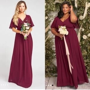 Show Me Your MuMu Emily Empire Maxi‎ Dress Merlot Chiffon Bridesmaid Size XL NEW